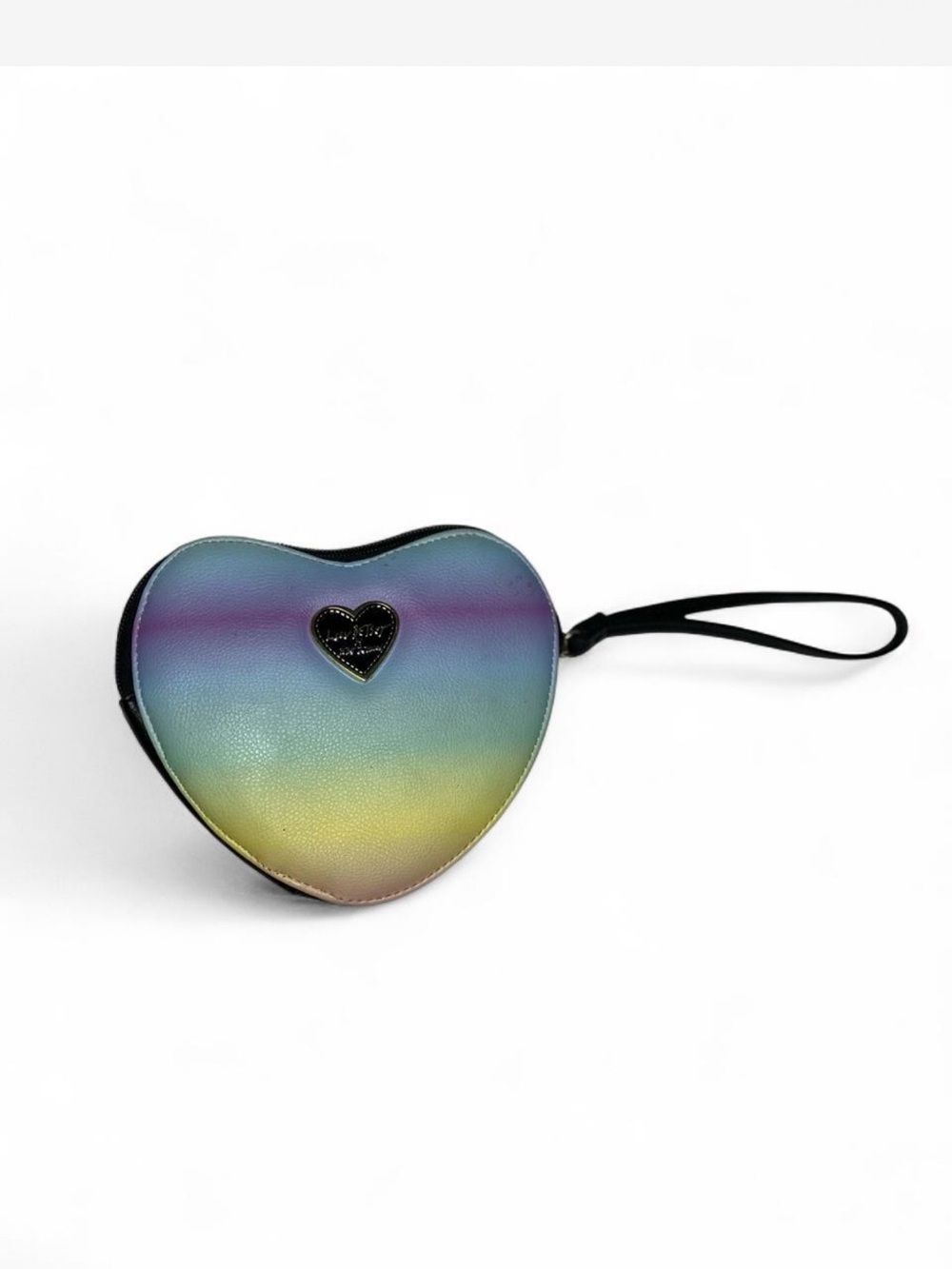 Heart-Shaped Rainbow Wristlet Bag - Multicolor